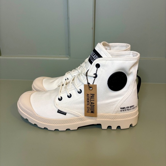 Palladium Pampa HTG Supply White Star Canvas‎ 77356 Women's Sz 11 Men's Size 9.5 - Picture 4 of 7
